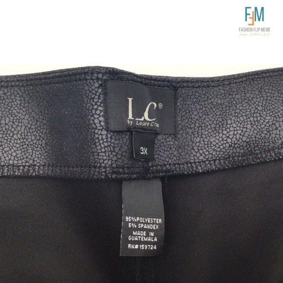 New! LC Laura Cruz Plus Size Faux Leather Pull-On Leggings Pants - Picture 4 of 7